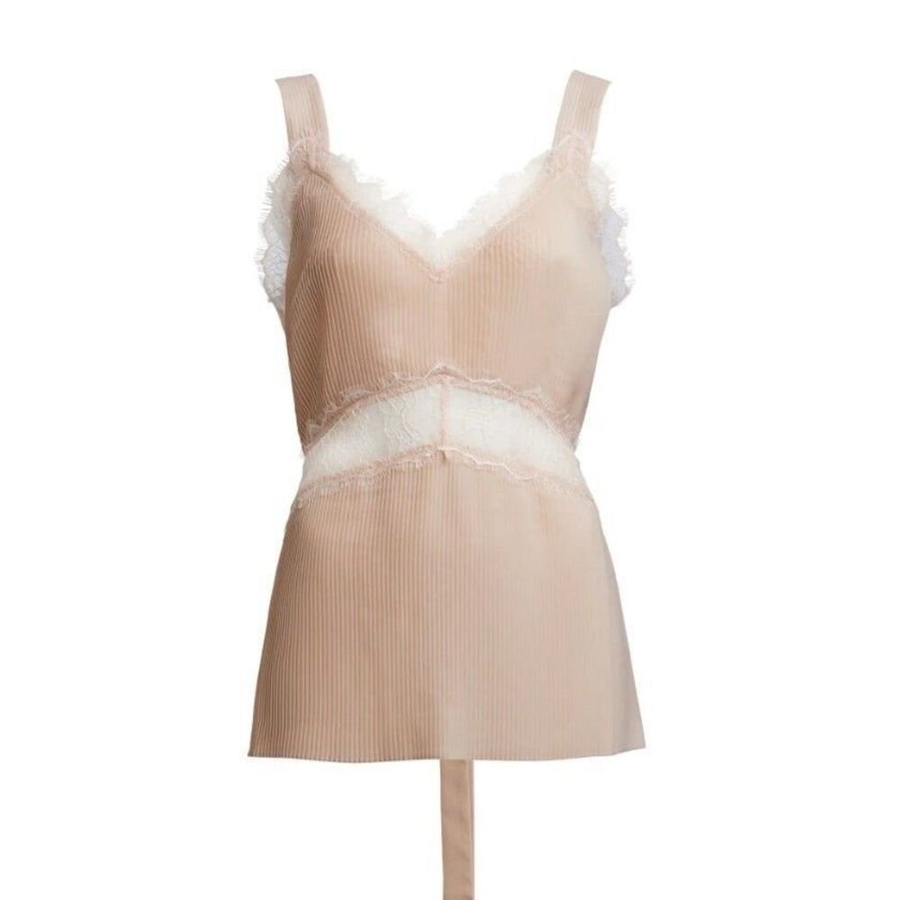 Sleeping with Jacques Osiris Silk Camisole Dusty Rose Lace Pleated NWT Size 6